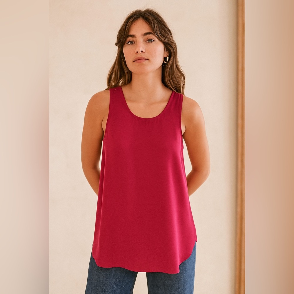 Aritzia Wilfred Sevres Fuchsia Pink Sleeveless Blouse Top Size XXS - Picture 9 of 10